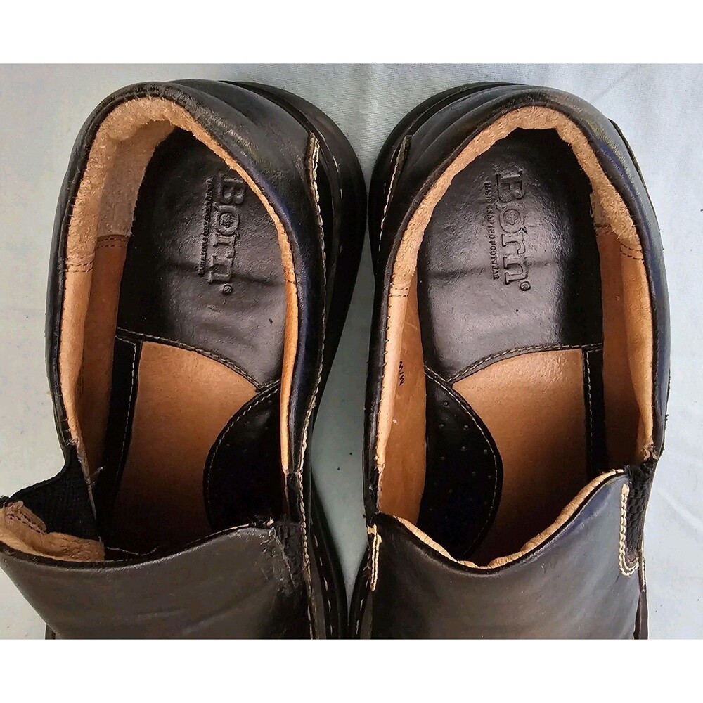 Born Womens W9934 Black Leather Round Toe Slip On Comfort Clog Loafer Shoes 11 - Picture 3 of 6